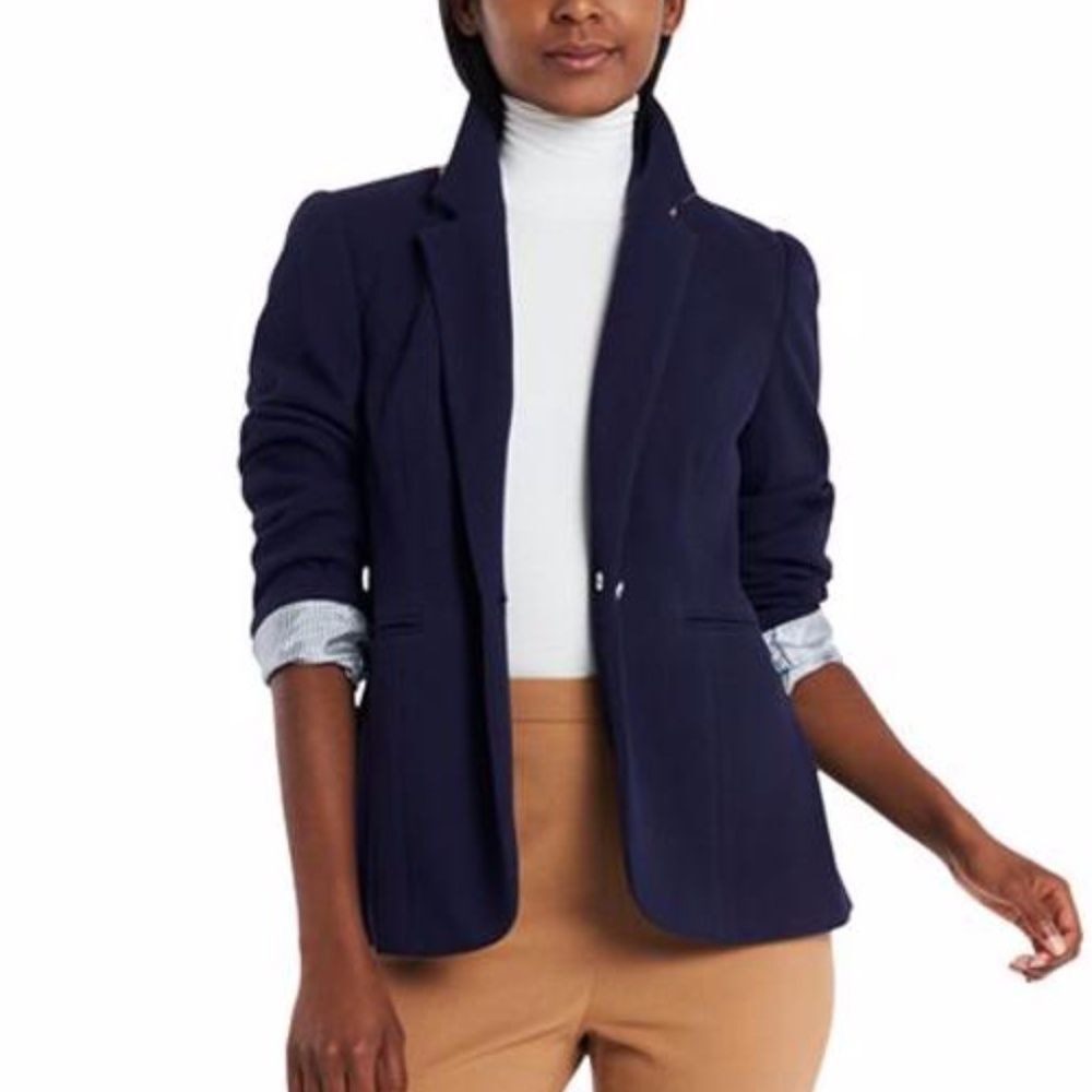 Riley & Rae NWT Preppy Navy Blue Harlow Striped Lining‎ Blazer Jacket Size XL